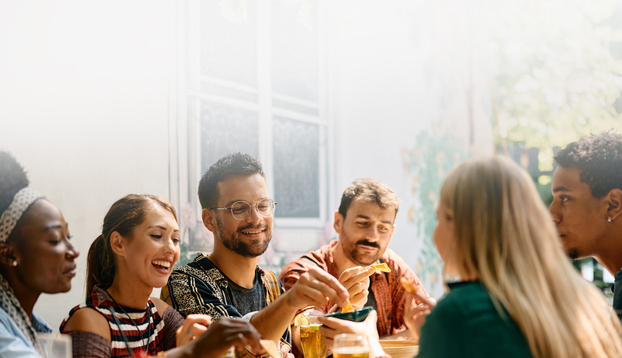 A group of friends enjoying a meal