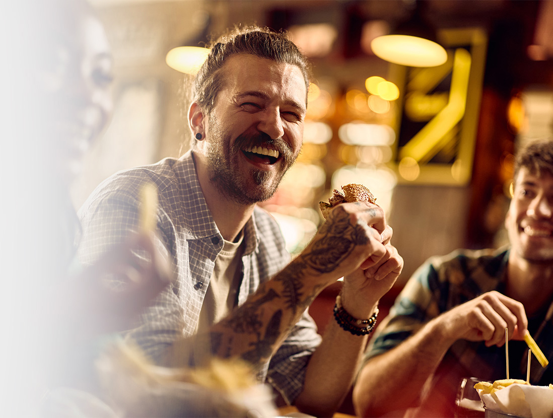 A group of friends enjoying a meal